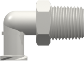 Female Luer Fitting Female Luer Thread Style Elbow to 1/8-27 NPT Thread, White Nylon