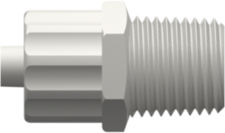 Male Luer Fitting Male Luer Integral Lock Ring to 1/8-27 NPT Thread, White Nylon