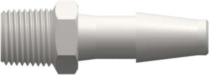 Threaded NPT Fitting 1/8-27 NPT Thread to Classic Series Barb, 1/4 (6.4 mm) ID Tubing, White Nylon