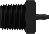 Threaded NPT Fitting 1/8-27 NPT Thread to Barb, 1/16 (1.6 mm) ID Tubing, Black Nylon