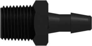 Threaded NPT Fitting 1/8-27 NPT Thread to Barb, 5/32 (4.0 mm) ID Tubing, Black Nylon