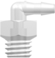 Threaded UNF Fitting 10-32 UNF Thread Elbow to Barb, 1/16 (1.6 mm) ID Tubing, Animal-Free Natural Polypropylene