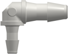 Tube to Tube Fitting Elbow Reduction Tube Fitting with Barbs, 3/32 (2.4 mm) and 1/16 (1.6 mm) ID Tubing, White Nylon