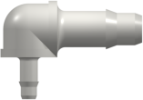 Tube to Tube Fitting Elbow Reduction Tube Fitting with Barbs, 1/8 (3.2 mm) and 1/16 (1.6 mm) ID Tubing, White Nylon