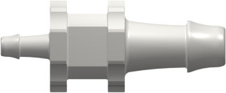 Tube to Tube Fitting Straight Through Reduction Tube Fitting with 500 Series Barbs, 3/16 (4.8 mm) and 3/32 (2.4 mm) ID Tubing, White Nylon