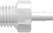 Threaded UNF Fitting 1/4-28 UNF Thread to Barb, 3/32 (2.4 mm) ID Tubing, Animal-Free Natural Polypropylene