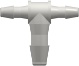 Tube to Tube Fitting Tee Reduction Tube Fitting with Barbs, 1/16 (1.6 mm) and 3/32 (2.4 mm) ID Tubing, White Nylon