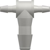 Tube to Tube Fitting Tee Reduction Tube Fitting with Barbs, 1/16 (1.6 mm) and 1/8 (3.2 mm) ID Tubing, White Nylon