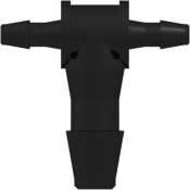 Tube to Tube Fitting Tee Reduction Tube Fitting with Barbs, 1/16 (1.6 mm) and 1/8 (3.2 mm) ID Tubing, Black Nylon