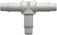 Tube to Tube Fitting Tee Tube Fitting with Barbs, 3/32 (2.4 mm) ID Tubing, White Nylon