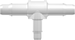Tube to Tube Fitting Tee Reduction Tube Fitting with Barbs, 1/8 (3.2 mm) and 3/32 (2.4 mm) ID Tubing, Animal-Free Natural Polypropylene