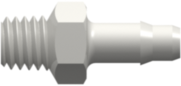 Threaded UNF Fitting 10-32 Special Tapered Thread to Barb, 1/8 (3.2 mm) ID Tubing, White Nylon