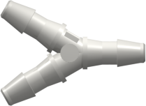 Tube to Tube Fitting Y Tube Fitting with Barbs, 3/32 (2.4 mm) ID Tubing, White Nylon