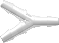 Tube to Tube Fitting Y Tube Fitting with Barbs, 3/32 (2.4 mm) ID Tubing, Animal-free Natural Polypropylene