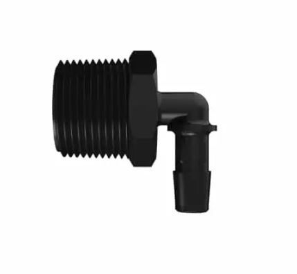 Elbow 3/4 NPT x 3/8 Barb in Black Nylon