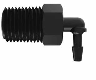 Black Nylon Elbow 1/4 British Pipe Thread x 1/8 Barb