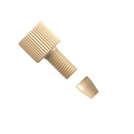 PEEK Tool-free Fitting gerändelter Kopf - zweitilig - 10-32 UNF konisch