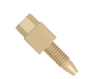 PEEK Tool-free Fitting gerändelter Hex-Kopf einteilig - 10-32 UNF konisch