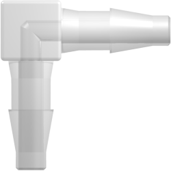 Tube to Tube Fitting Elbow Tube Fitting with Classic Series Barbs, 5/32 (4.0 mm) ID Tubing, Animal-Free Natural Polypropylene