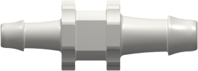 Tube to Tube Fitting Straight Through Reduction Tube Fitting with 500 Series Barbs, 5/32 (4.0 mm) and 1/8 (3.2 mm) ID Tubing, White Nylon
