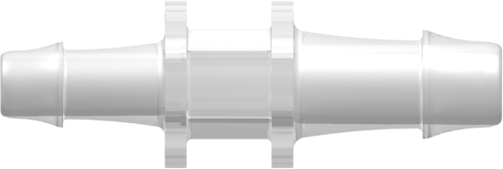 Tube to Tube Fitting Straight Through Reduction Tube Fitting with 500 Series Barbs, 5/16 (8.0 mm) and 1/4 (6.4 mm) ID Tubing, Animal-Free Natural Polypropylene