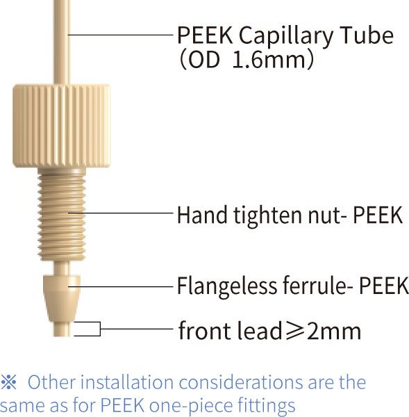 PEEK Knurl Head Fingertight Verbinder kompakt - zweitilig - 10-32 UNF konisch