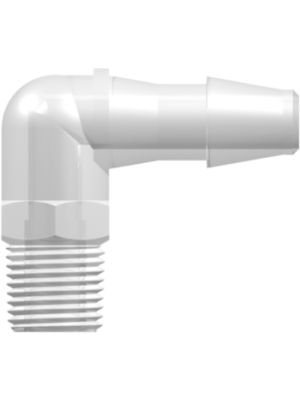 Threaded NPT Fitting 1/8-27 NPT Thread Elbow to Barb, 1/4