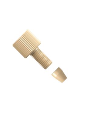 PEEK Tool-free Fitting gerändelter Kopf - zweitilig - 10-32 UNF konisch