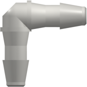 Tube to Tube Fitting Elbow Tube Fitting with Barbs, 1/8 (3.2 mm) ID Tubing, White Nylon