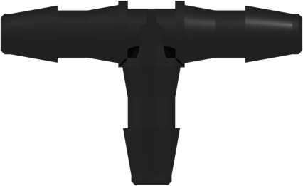 Tee Tube Fitting with 200 Series Barbs, 3/16 (4.8 mm) ID Tubing, Black Nylon