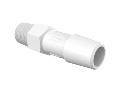 Adapter 1/8 NPT Thread x 3/8 Barb in Non-Animal Derived Polypropylene