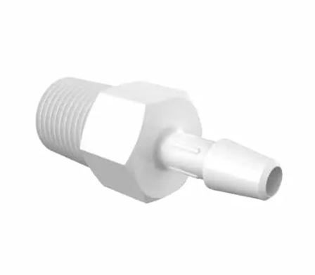 Adapter 1/8 BSPT Thread x 5/32 Barb in White Polypropylene