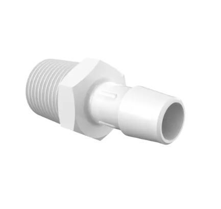 Adapter 1/2 NPT Thread x 1/2 Barb in Non-Animal Derived Polypropylene