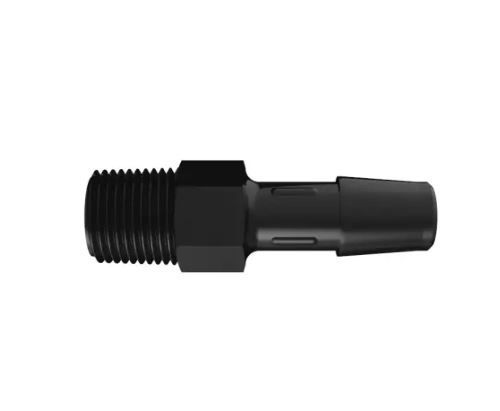 Adapter 1/8 NPT Thread x 5/16 Barb in Black Nylon