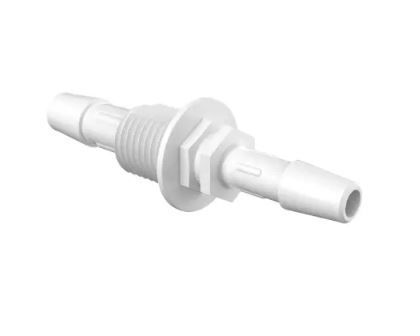 Bulkhead 1/4 Straight Adapter 5/16 ID x 1/4 ID in White Polypropylene