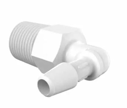 Elbow 1/8 NPT x 5/32 Barb in White Polypropylene