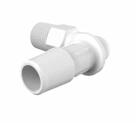 Elbow 1/8 NPT x 3/8 Barb in White Polypropylene