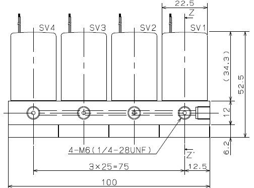 4-Wege Manifold-Magnetventil mit Trennmembran, Nennweite 1,6mm, M6, PTFE/FFKM, 12VDC