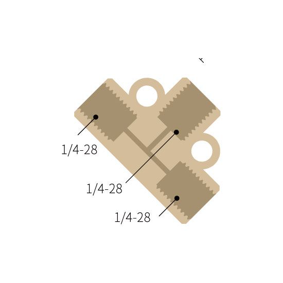 PEEK T-Adapter mit 3 * 1/4-28 UNF Innengewinde – 1,25mm Kanaldurchmesser