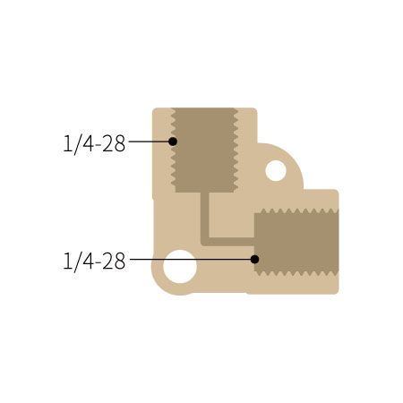 PEEK L-Adapter mit 2 * 1/4-28 UNF Innengewinde – 0,8mm Kanaldurchmesser