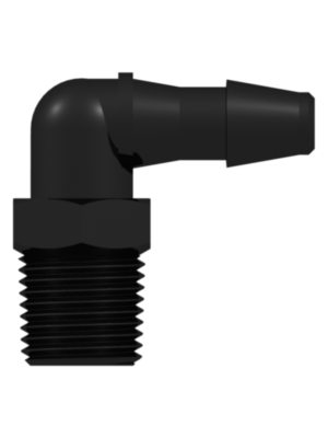 Threaded NPT Fitting 1/8-27 NPT Thread Elbow to Barb, 3/16