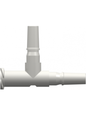 Luer Other Fitting Male Luer (2) to Female Luer Thread Style Tee (May be used with separate rotating lock ring; FSLLR), White Polyprobylene