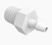 Adapter 10-32 Taper Thread x 1/16 Barb in White Nylon