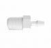 Adapter 1/4 BSPT Thread x 3/16 Barb in White Polypropylene